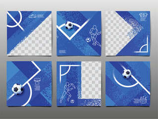 Wall Mural - Soccer bannerTemplate set , Football banner, Square , Sport layout design, vector , social template