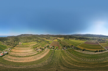 Canvas Print - Aerial view of Tuscany countryside in Spring Season. Full spherical seamless panorama 360 degrees