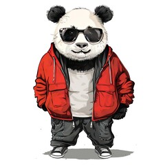 Wall Mural - Panda smart casual fashion