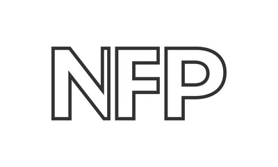 Poster - NFP logo design template with strong and modern bold text. Initial based vector logotype featuring simple and minimal typography. Trendy company identity.