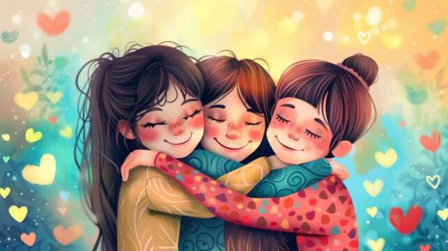 Friendship day. Childrens day. Illustration generated by ai