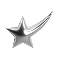 Wall Mural - 3d chrome shooting star with sleek, shiny silver surface and elongated tail. isolated abstract eleme