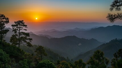 Poster - Sunrise View in the Mountains 