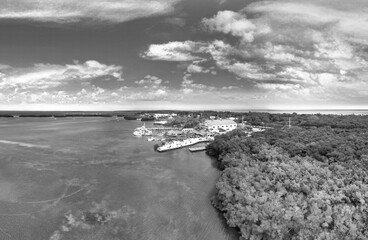 Poster - Vegetation and road across Keys Islands, Florida aerial view