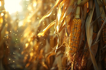 Wall Mural - Corn is drying under the sunlight