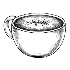Wall Mural - Cup of coffee hand drawn vintage vector sketch drawing