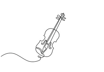 Wall Mural - Violin continuous line drawing. Music instrument concept.