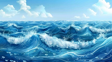 Sea ocean wave nature background illustration generated by ai