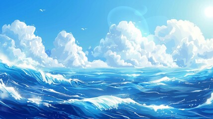 Wall Mural - Sea ocean wave nature background illustration generated by ai