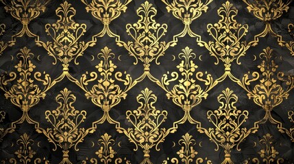 Sticker - A vintage ornamental design with classic golden patterns on a seamless textured background for decorative purposes