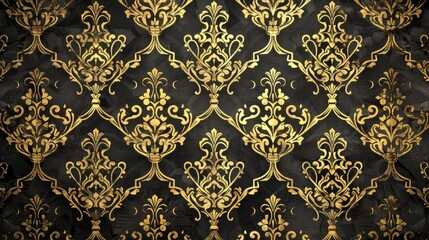 Poster - A vintage ornamental design with classic golden patterns on a seamless textured background for decorative purposes