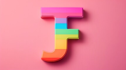 Wall Mural - Rainbow Alphabet F letters on pink background
