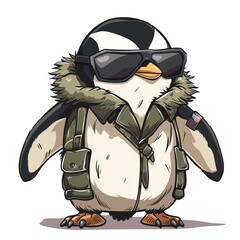 Wall Mural - Penguin military fashion