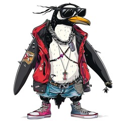 Wall Mural - Penguin punk fashion