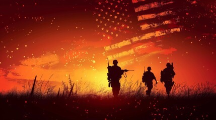 Wall Mural - Soldier military army background. Veterans day illustration generated by ai