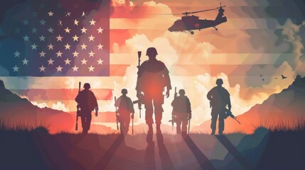 Wall Mural - Soldier military army background. Veterans day illustration generated by ai