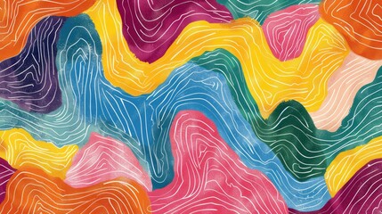 Wall Mural - Crayon drawn abstract shapes and zigzags for fabric designs wallpapers covers and packaging