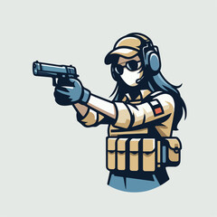 Wall Mural - female soldier vector illustration. soldier logo design