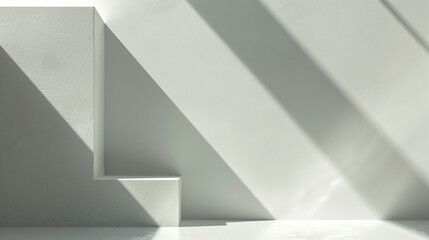 Wall Mural - White studio background with shadows and light of window.