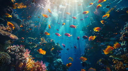 fish and sea animals and beautiful coral reefs