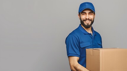 Wall Mural - Smiling Delivery Man Holding a Package