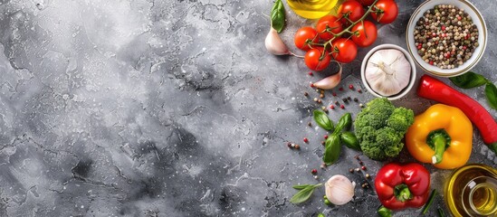 Wall Mural - Fresh Vegetable and Ingredient Background for Healthy Cooking with Copy Space.