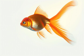 A gold and red fish swimming in a tank