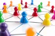 © ALEXSTUDIO - Colorful pawns linked together in a network, representing people connecting and collaborating
