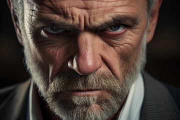 Canvas Print - Portrait photo of a confident serious senior man strict angry boss made with generative AI