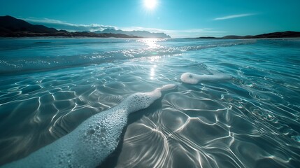 long shot soft wave of the sea on the sandy beach