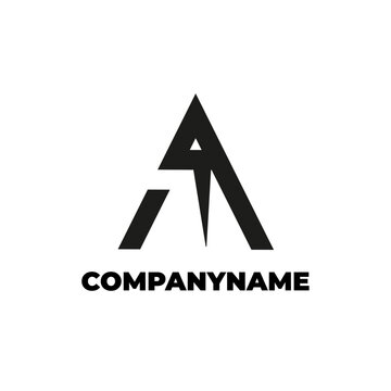 silhouette logo, combining letter a with lightning
