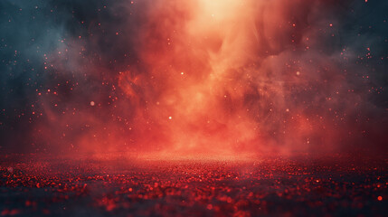 Poster - A red background with a lot of smoke and fire