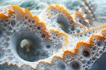 Poster - Fractal patterns expanding infinitely. Concept of mathematical beauty and infinity. Generative Ai.