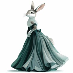 Wall Mural - Rabbit vintage glam dress