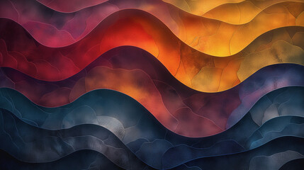 Poster - A colorful wave pattern with blue, red, and yellow colors