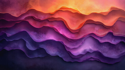 Poster - A colorful, abstract painting of mountains with purple and orange hues