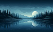 © Павел Озарчук - tranquil moonlit lake vector simple 3d smooth cut isolated illustration