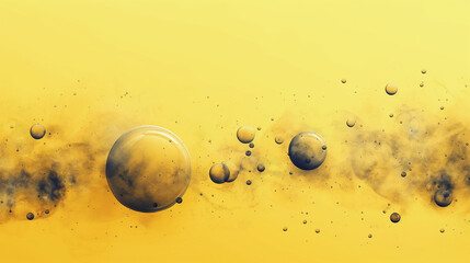 Wall Mural - A yellow background with a bunch of small, round objects scattered throughout