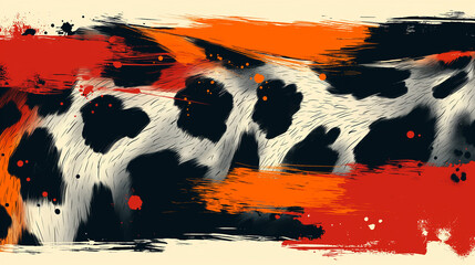 Sticker - A painting of a cat with orange and black spots