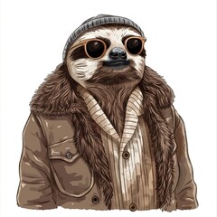 Wall Mural - Sloth vintage revival fashion