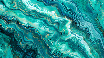 Poster - Green blue marble texture design, fashion art painting, abstract color mix painting,Abstract background of big waves of shiny iridescent pearls,abstract background with smooth lines in green 
