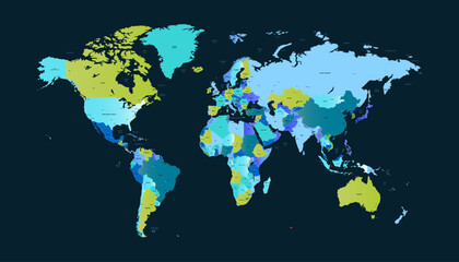  World map. Modern color vector map. Silhouette map	