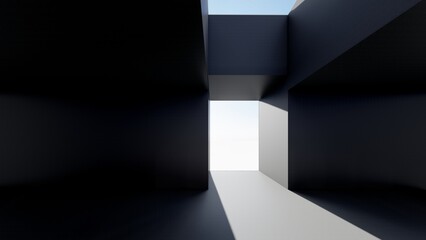 Abstract architecture background geometric wall in interior 3d render