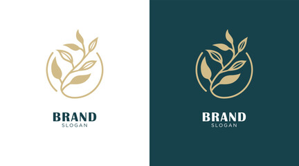 Floral and nature ornament logo symbol template. Minimalist, luxury, royal and elegant logo vector