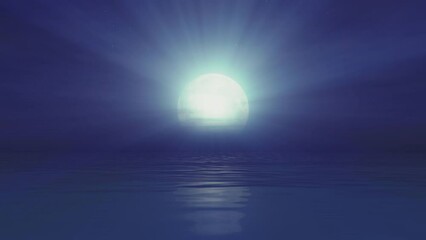 Wall Mural - sea and full moon
