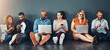 © peopleimages.com - Technology, people and collaboration sitting on floor for teamwork, communication and diversity in office. Group, men and woman online for social media post, internet browsing or company research