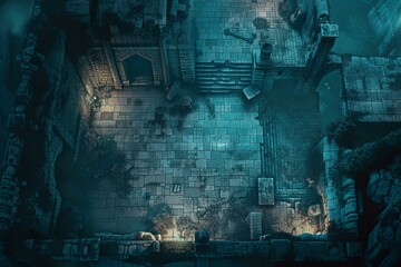 Wall Mural - DnD Battlemap Shadowy Lair Battlemap: Mysterious and Dark Terrain.