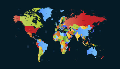 Poster - World map. Modern color vector map. Silhouette map	