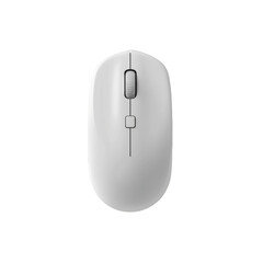 Minimalistic white computer mouse with sleek design, featured on a plain background. Perfect for tech, office, or productivity themes.