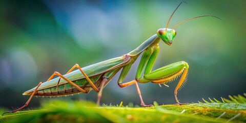 Close up of a pair of European mantis, also known as Mantis religiosa , insect, close-up, nature, wildlife, praying mantis, green, macro, eyes, predatory, camouflage, beautiful, vibrant